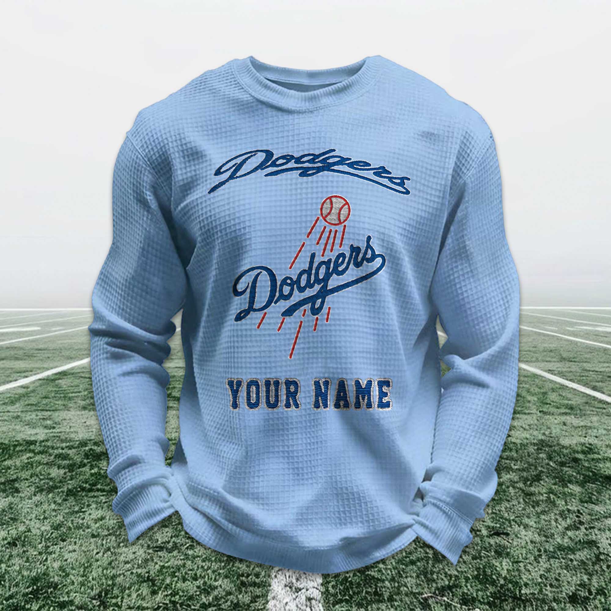 Personalized Dodgers Baseball Waffle Sweatshirt 2 Personalized Dodgers Baseball Waffle Sweatshirt 2