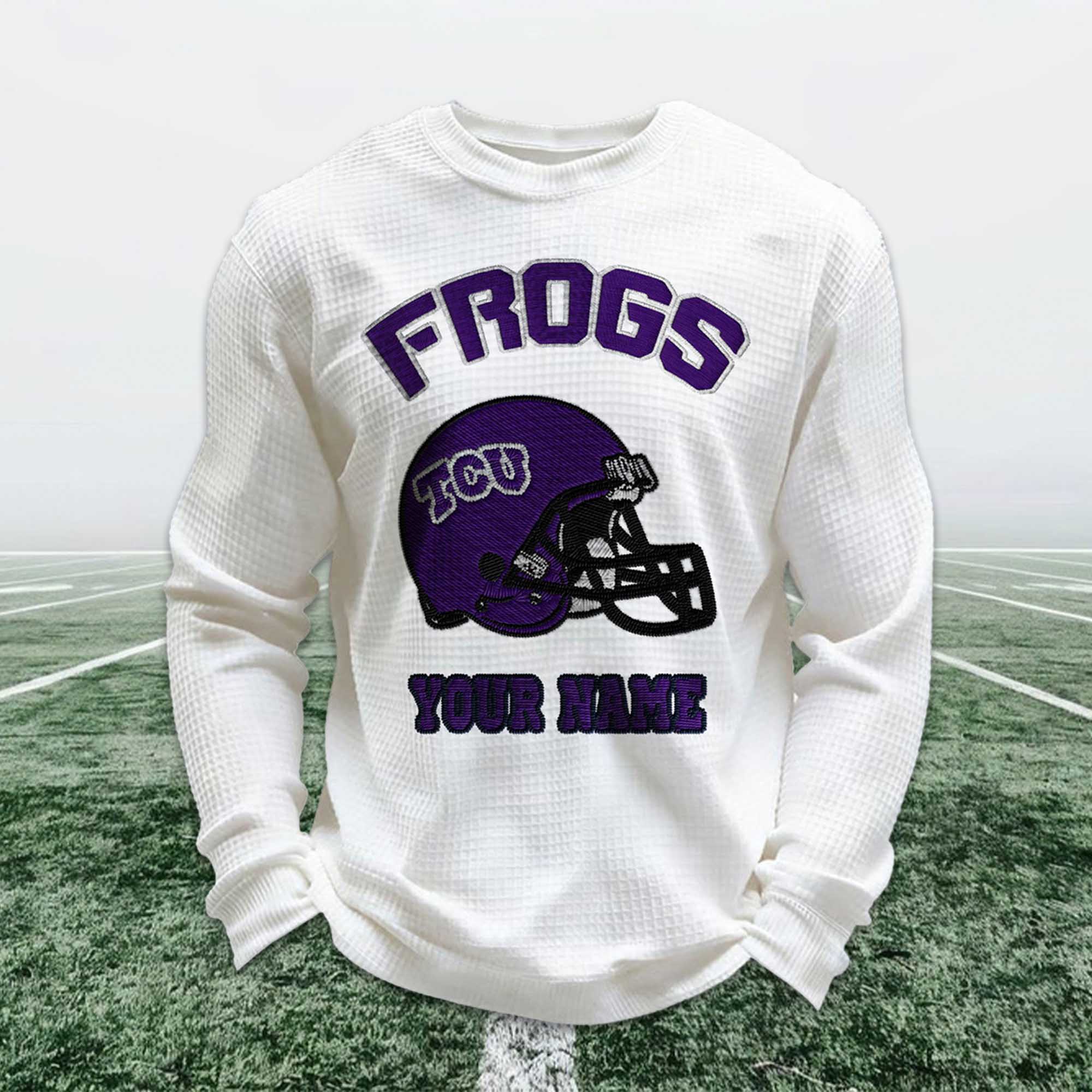 Personalized Frogs Football Waffle Sweatshirt Personalized Frogs Football Waffle Sweatshirt