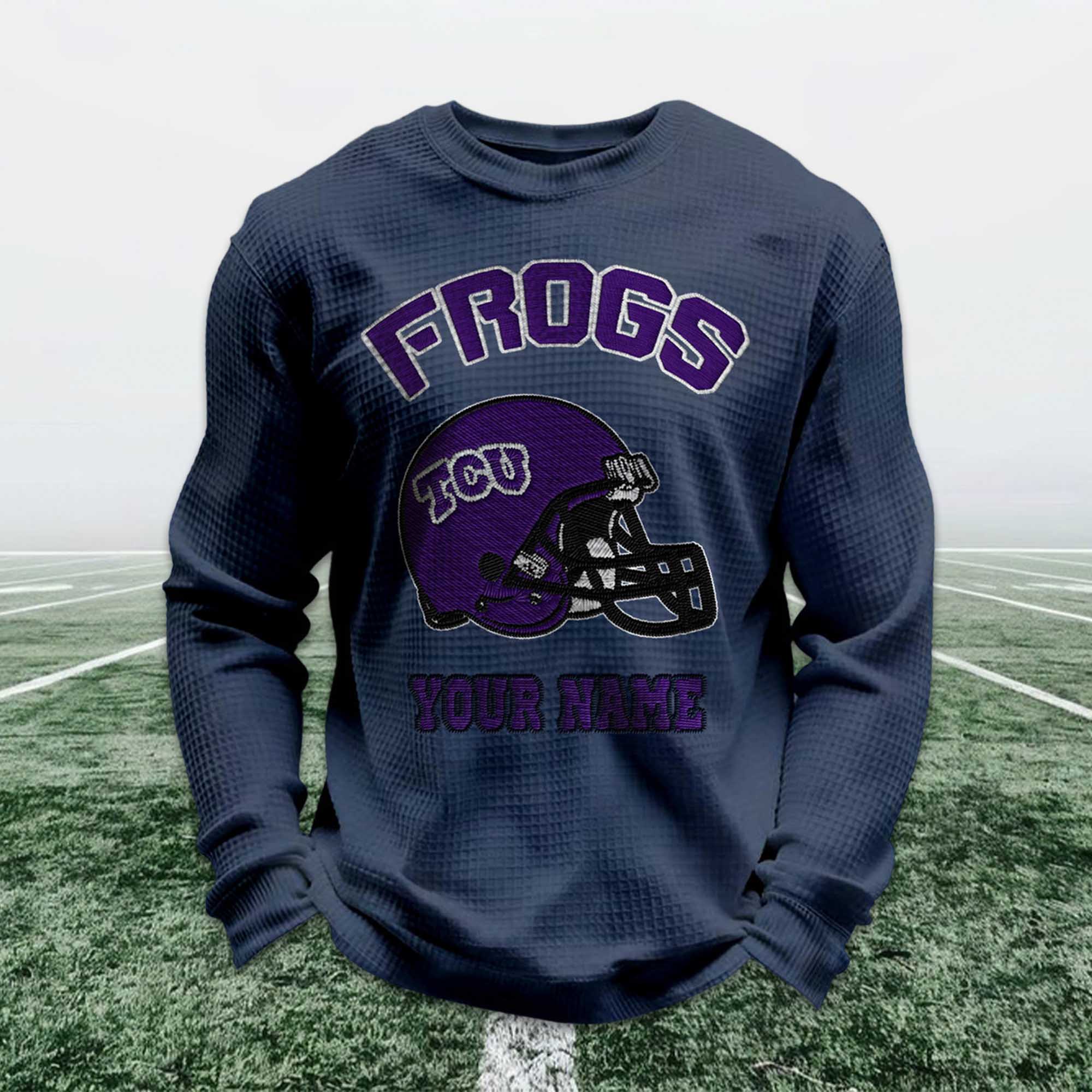 Personalized Frogs Football Waffle Sweatshirt 2 Personalized Frogs Football Waffle Sweatshirt (2)