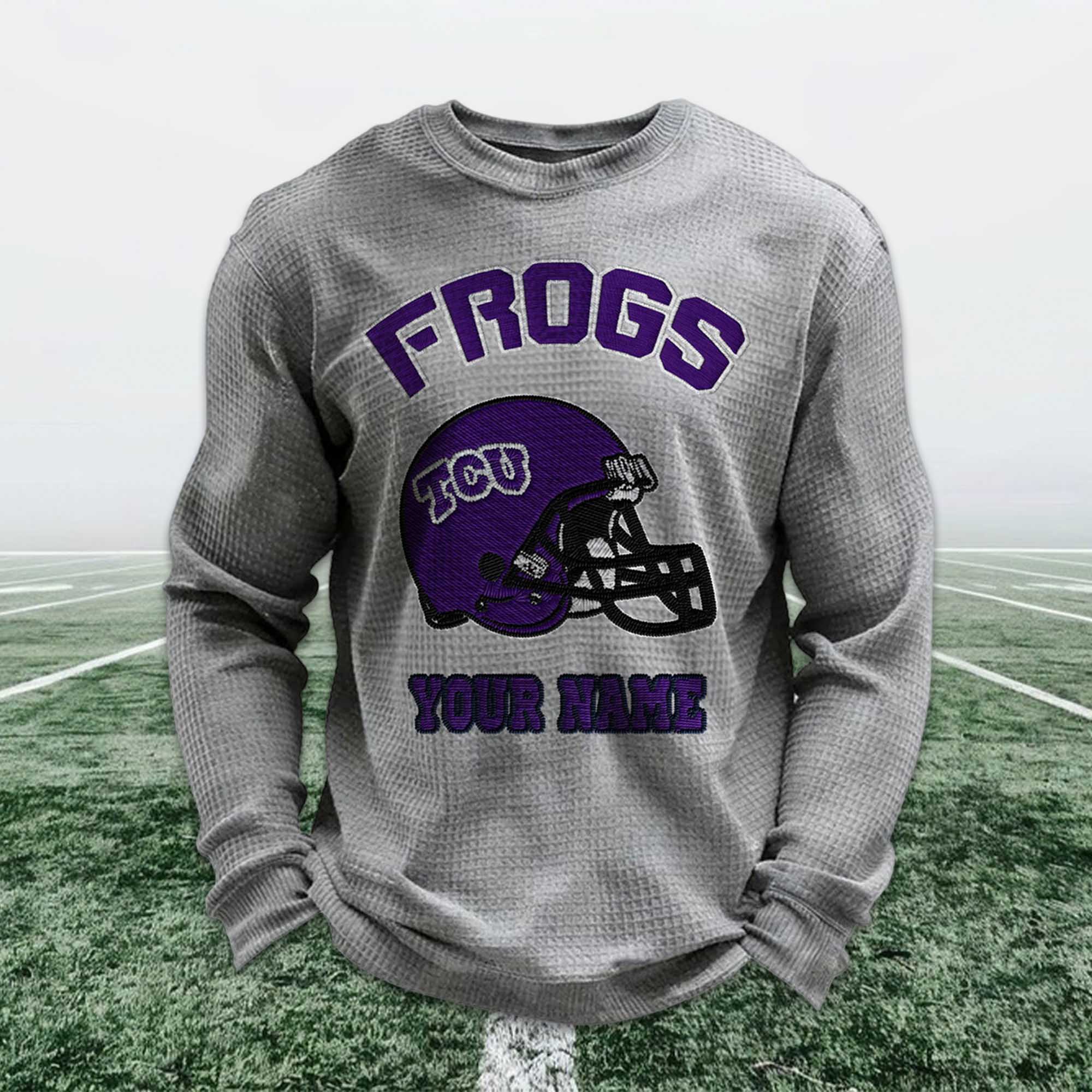 Personalized Frogs Football Waffle Sweatshirt 6 Personalized Frogs Football Waffle Sweatshirt (3)