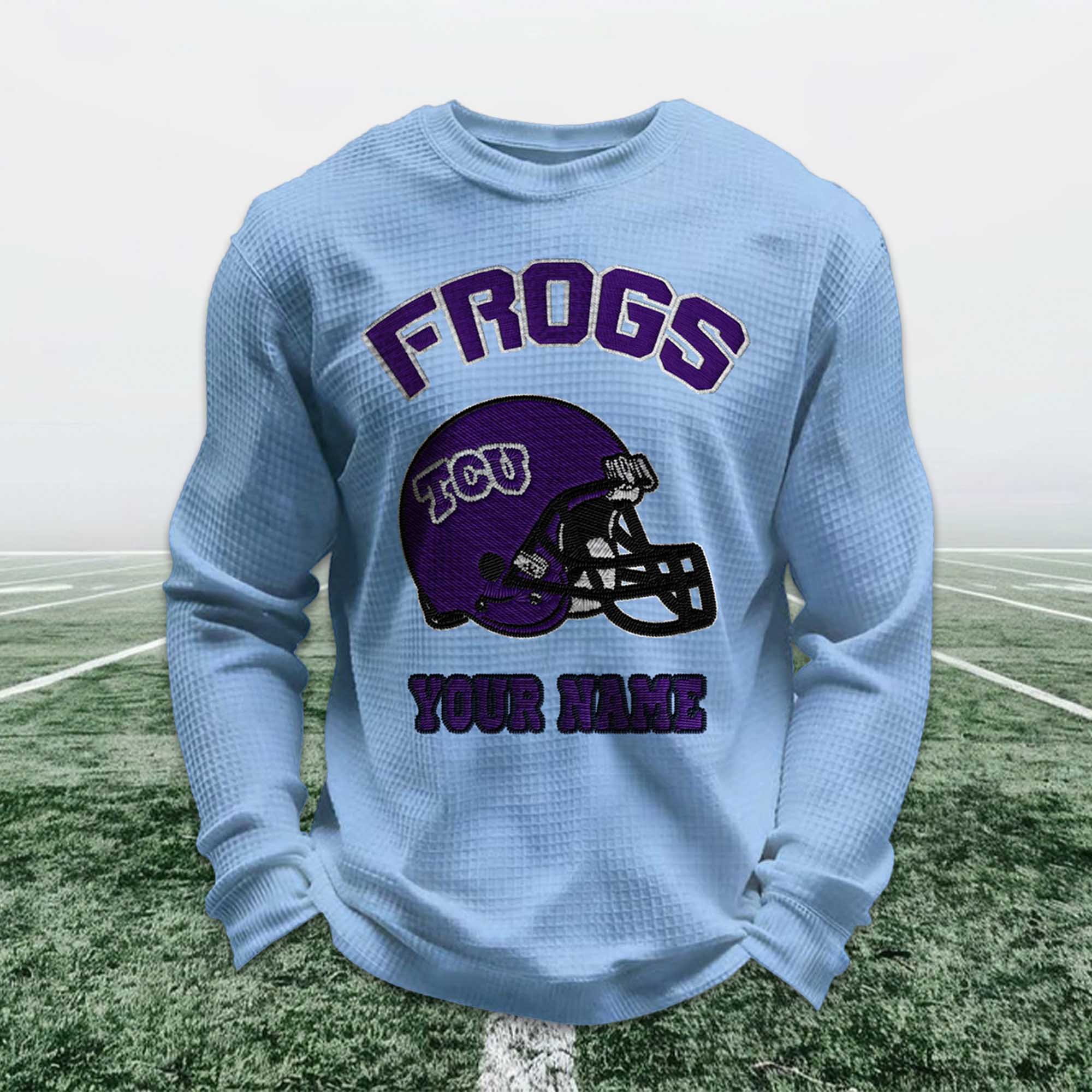 Personalized Frogs Football Waffle Sweatshirt 5 Personalized Frogs Football Waffle Sweatshirt (4)