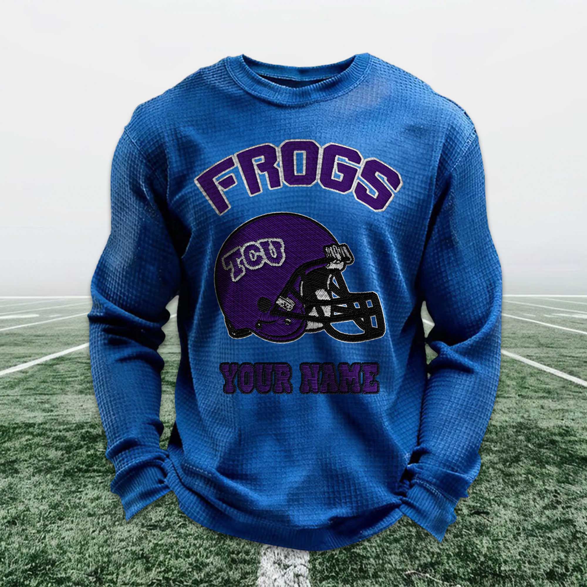 Personalized Frogs Football Waffle Sweatshirt 3 Personalized Frogs Football Waffle Sweatshirt (6)