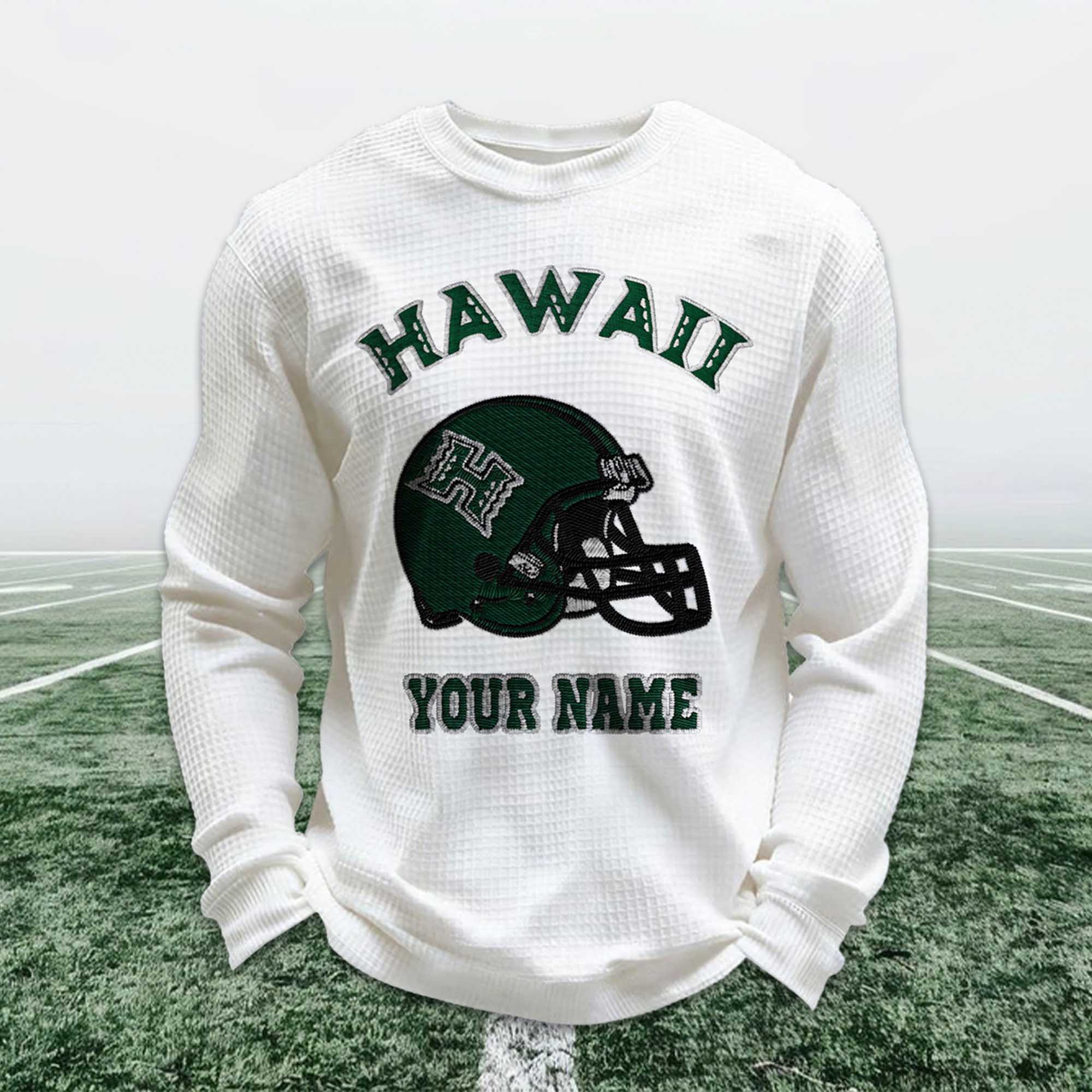 Personalized Hawaii Football Waffle Sweatshirt Personalized Hawaii Football Waffle Sweatshirt