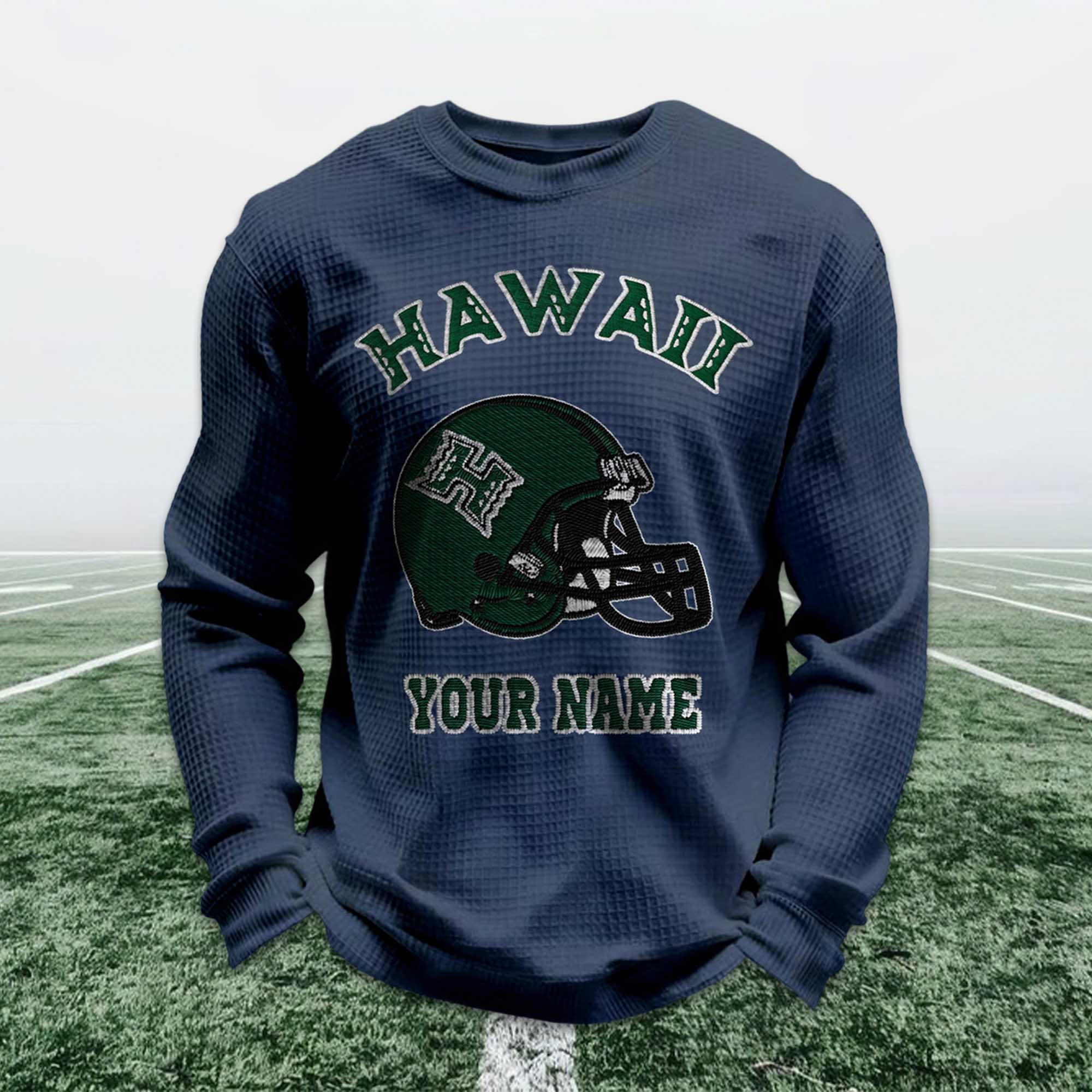 Personalized Hawaii Football Waffle Sweatshirt 2 Personalized Hawaii Football Waffle Sweatshirt 2