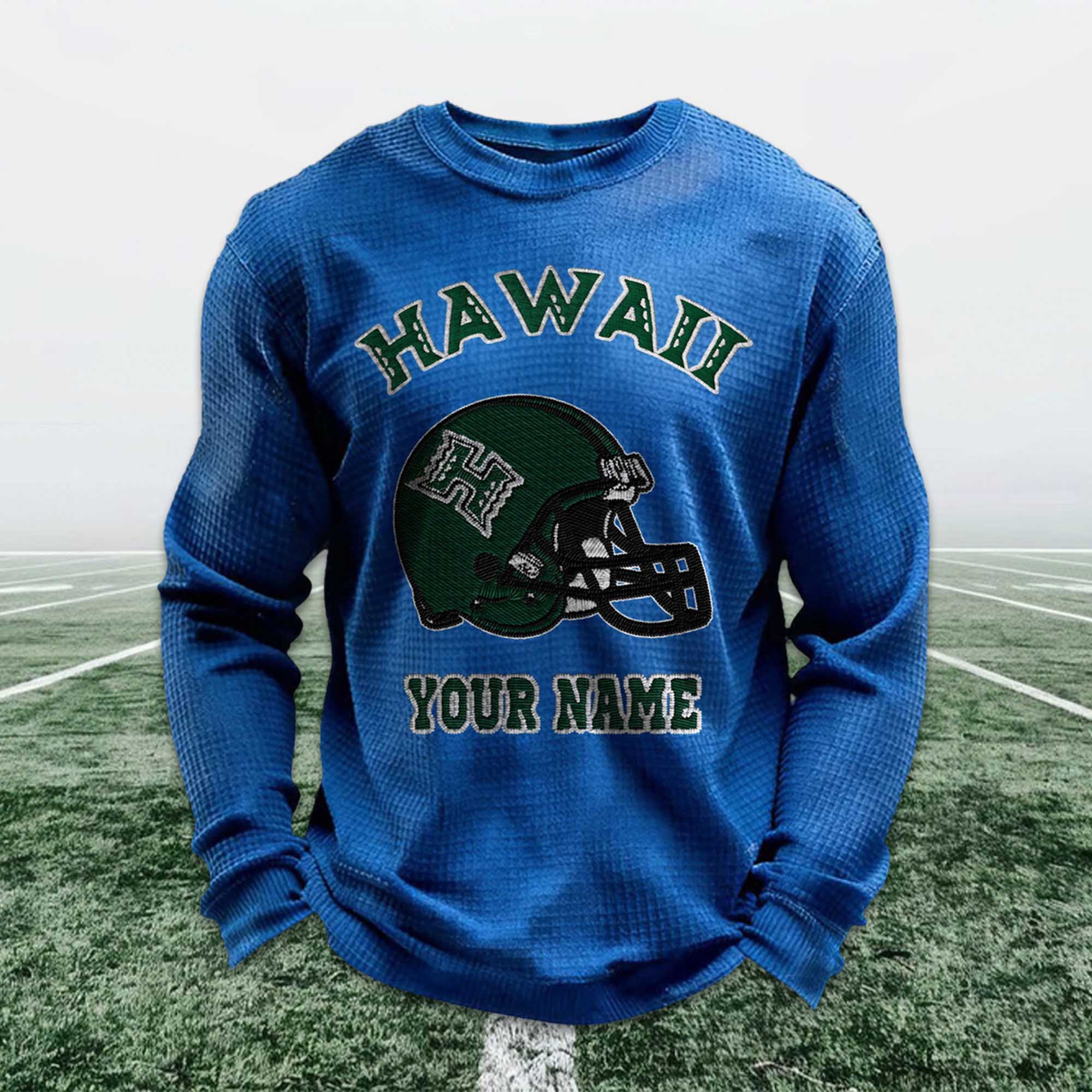 Personalized Hawaii Football Waffle Sweatshirt 6 Personalized Hawaii Football Waffle Sweatshirt 6