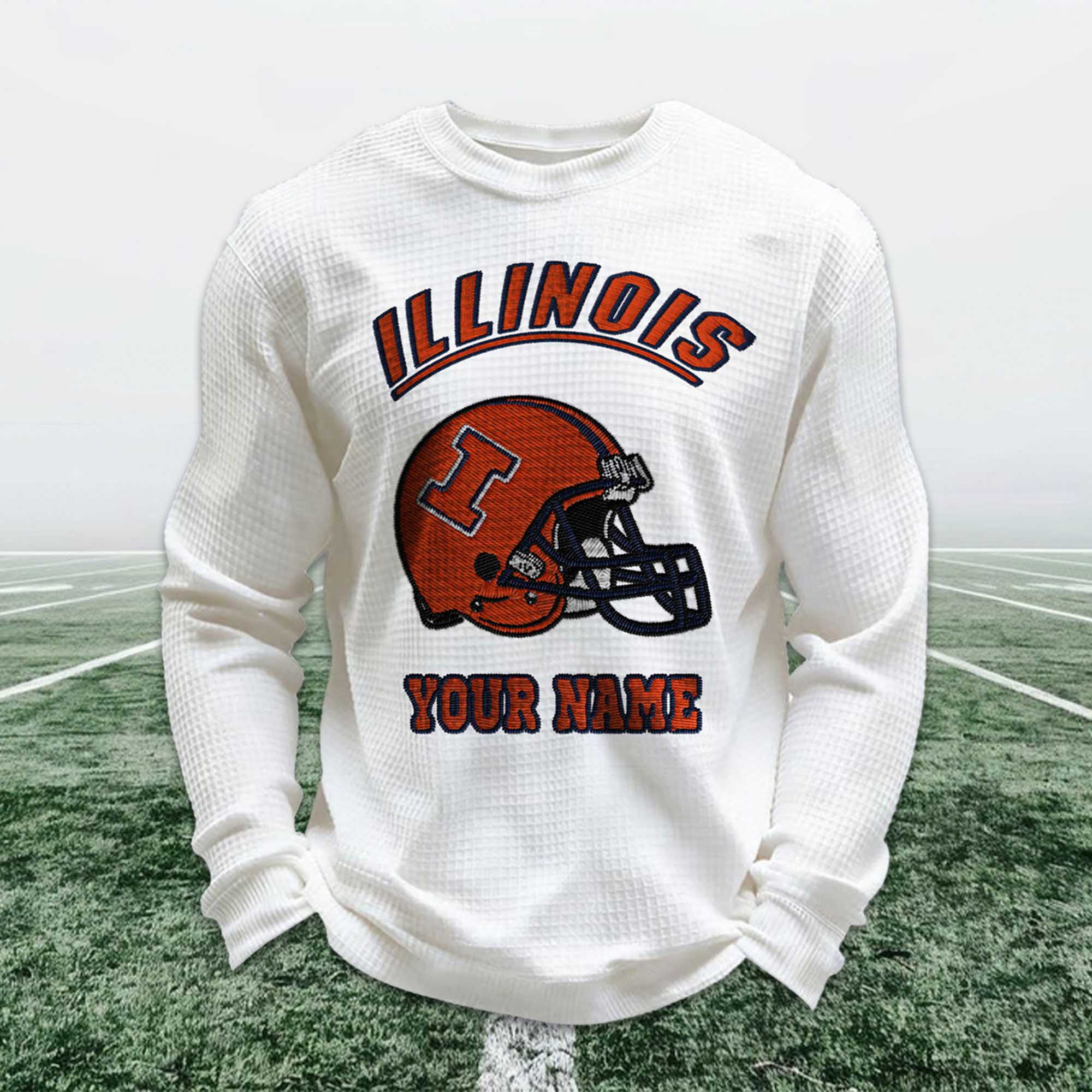 Personalized Illinois Football Waffle Sweatshirt Personalized Illinois Football Waffle Sweatshirt