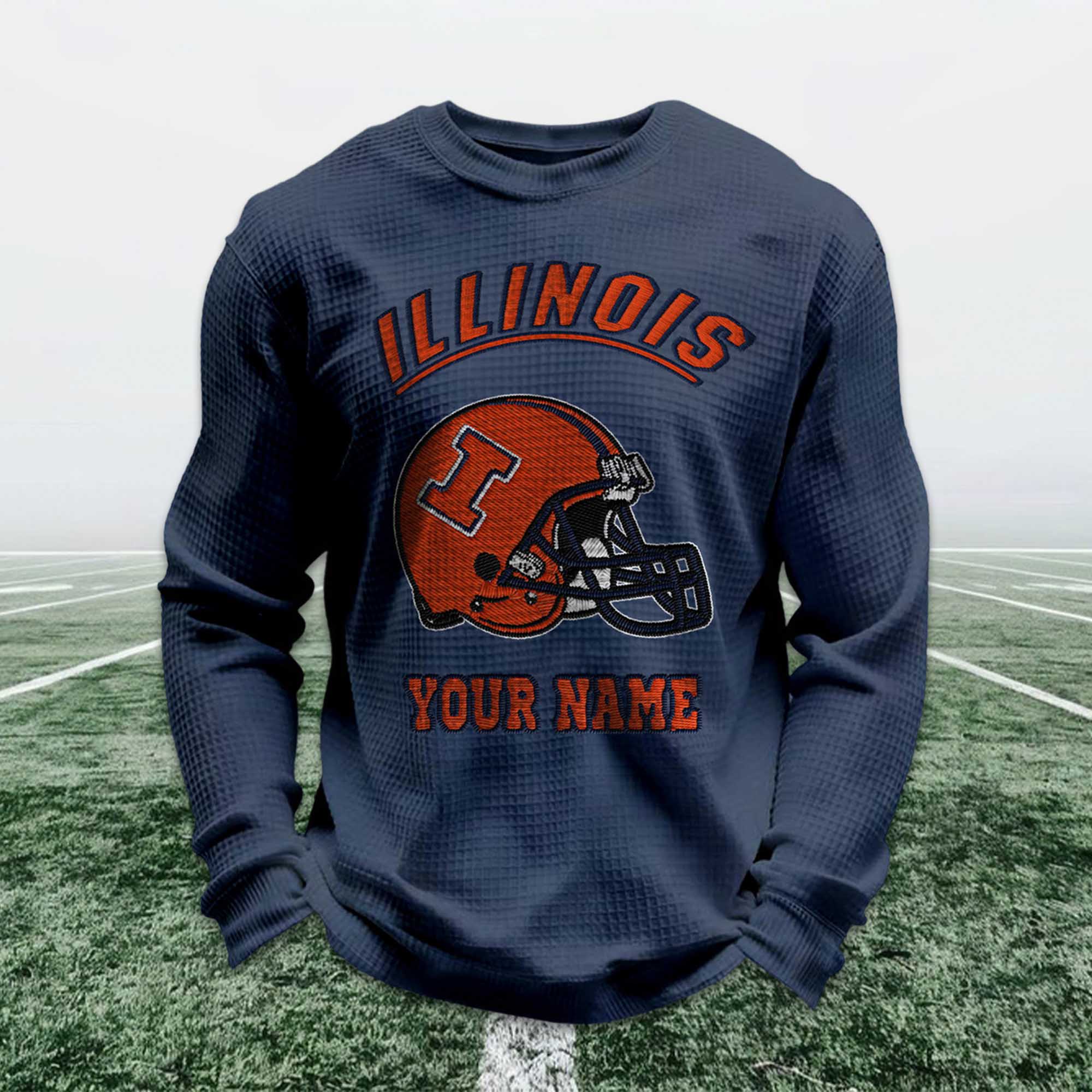 Personalized Illinois Football Waffle Sweatshirt 6 Personalized Illinois Football Waffle Sweatshirt (3)