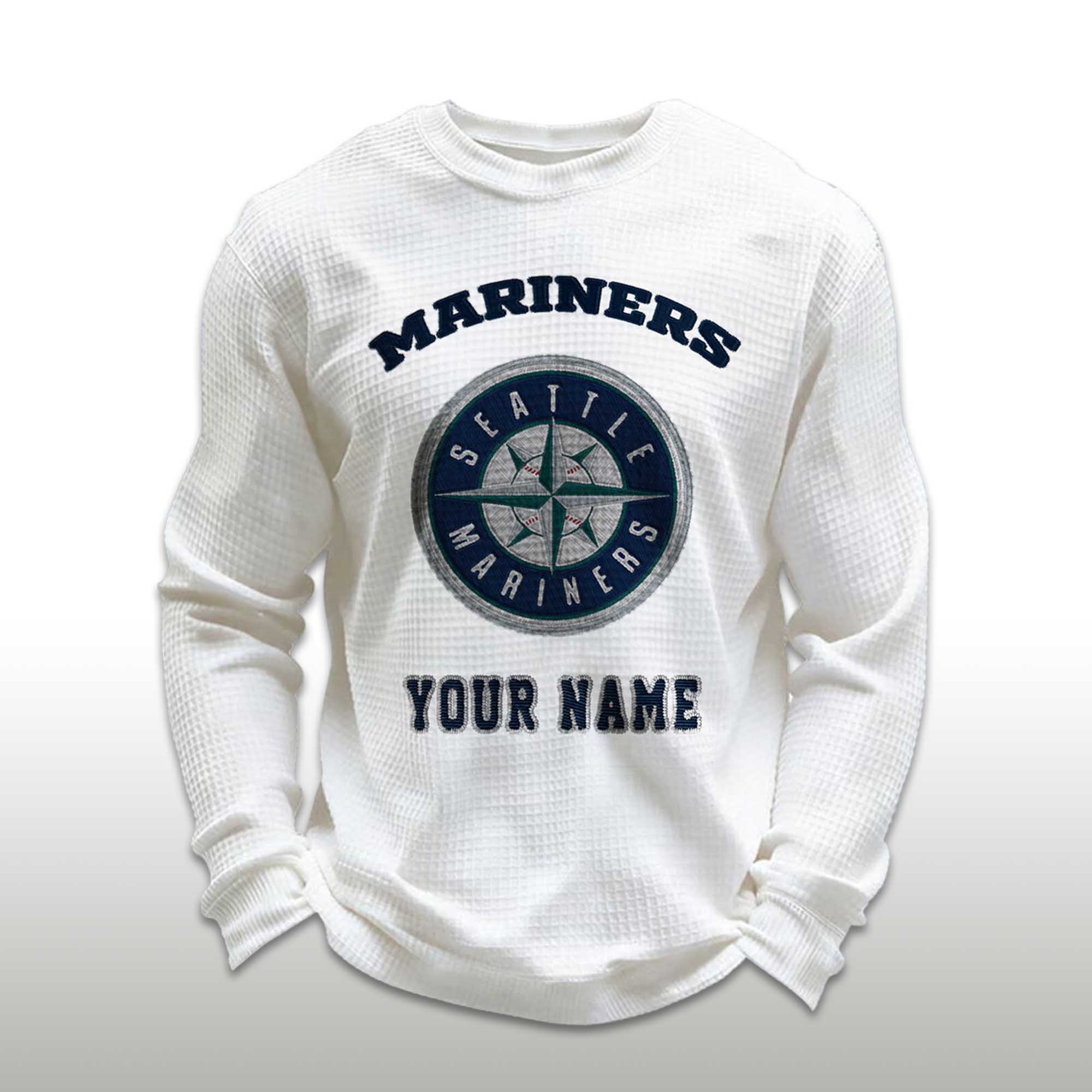 Personalized Mariners Baseball Waffle Sweatshirt Personalized Mariners Baseball Waffle Sweatshirt