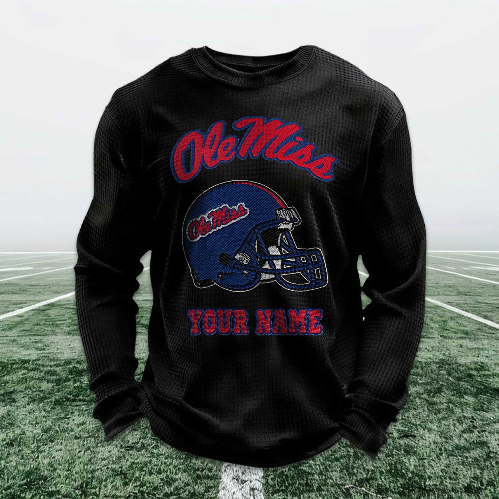 Personalized Ole Miss Football Waffle Sweatshirt 2 Personalized Ole Miss Football Waffle Sweatshirt (2)