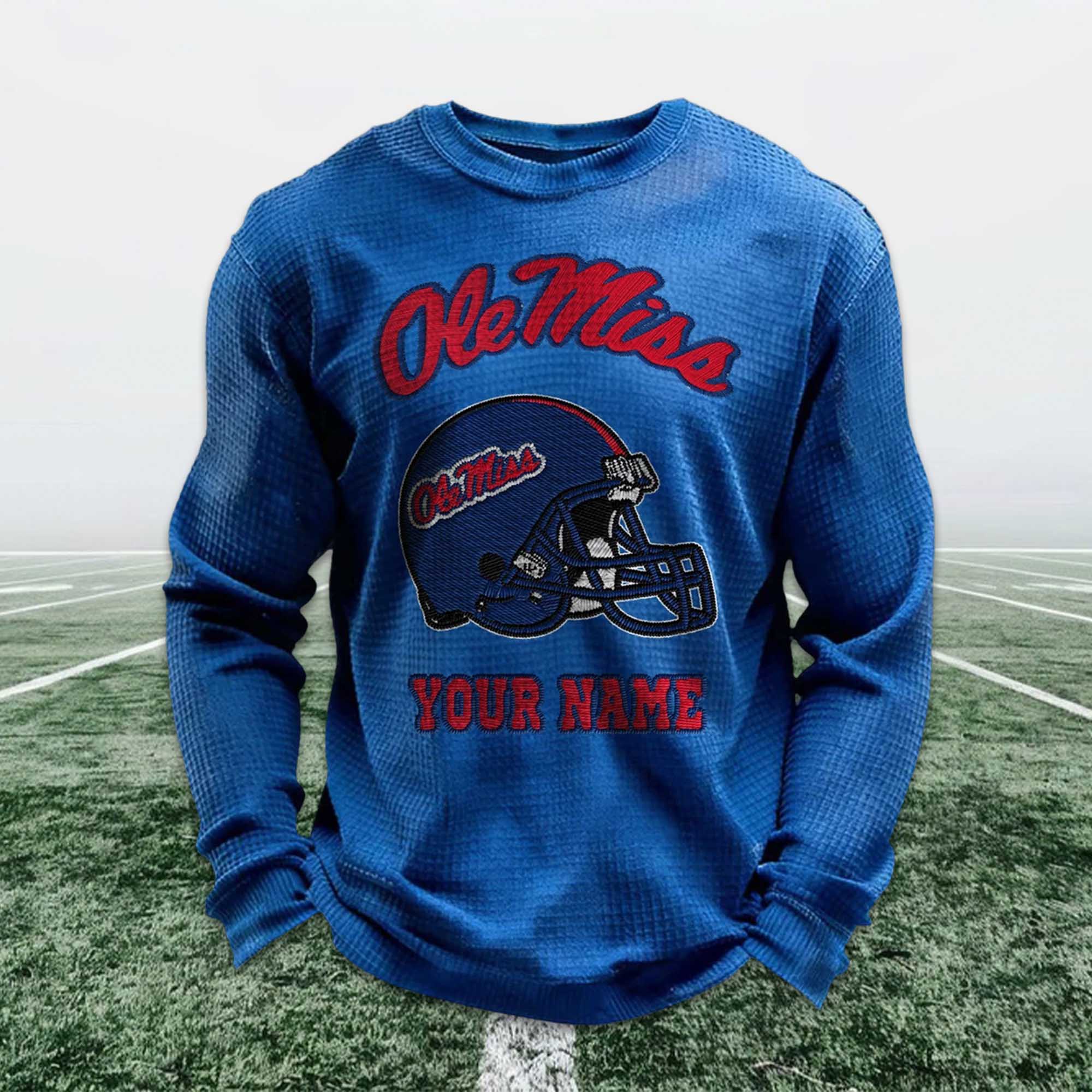 Personalized Ole Miss Football Waffle Sweatshirt 6 Personalized Ole Miss Football Waffle Sweatshirt (3)