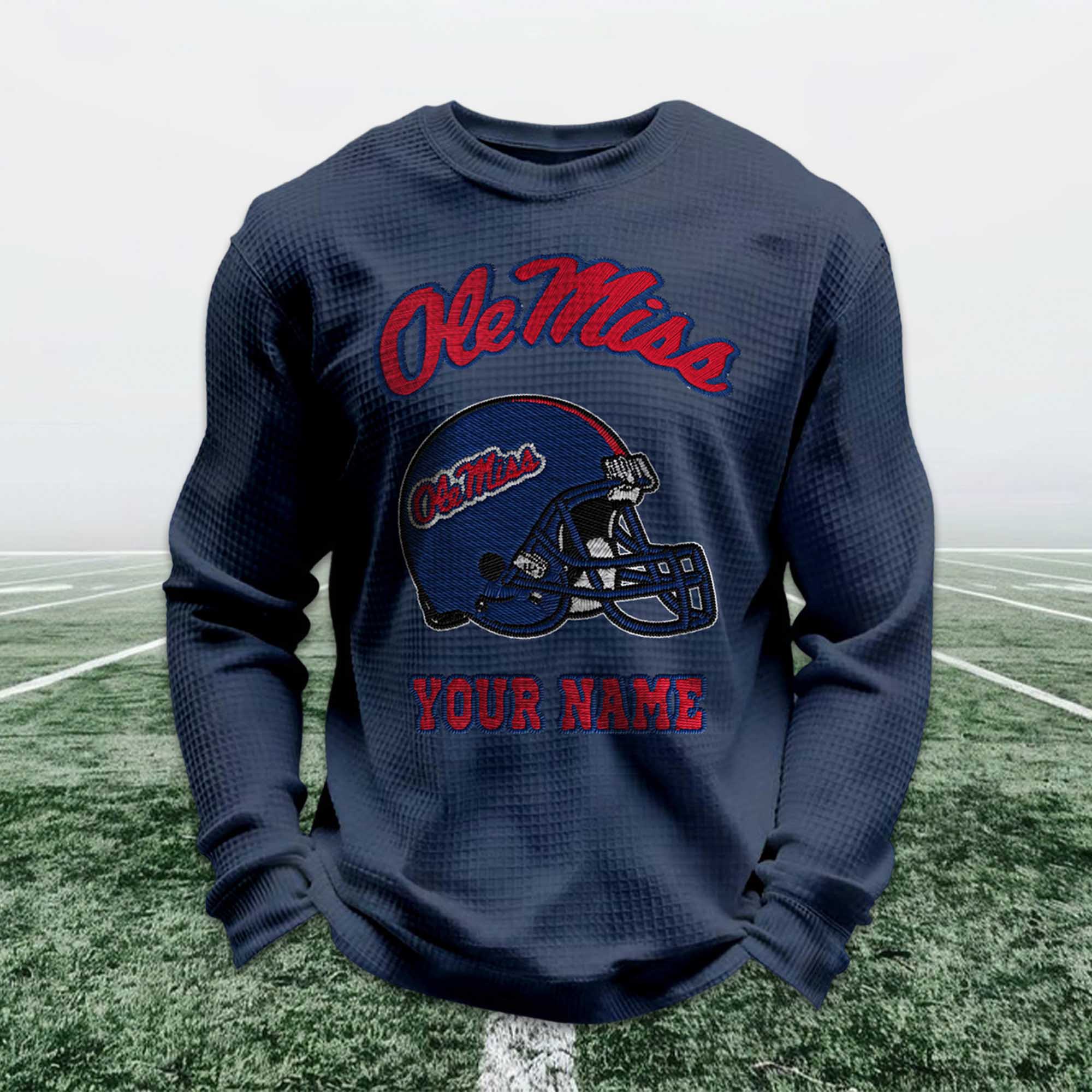 Personalized Ole Miss Football Waffle Sweatshirt 5 Personalized Ole Miss Football Waffle Sweatshirt (4)
