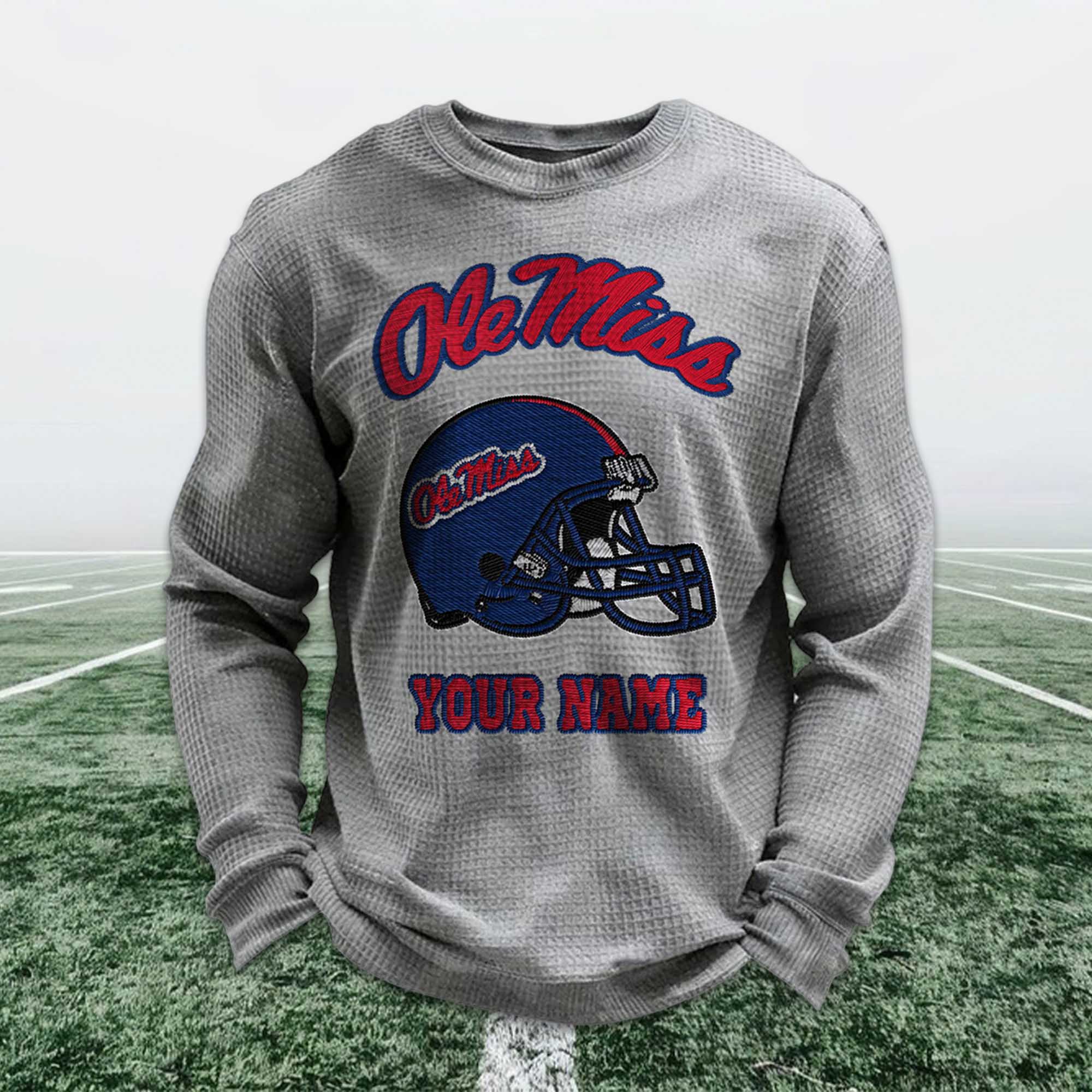 Personalized Ole Miss Football Waffle Sweatshirt 4 Personalized Ole Miss Football Waffle Sweatshirt (5)