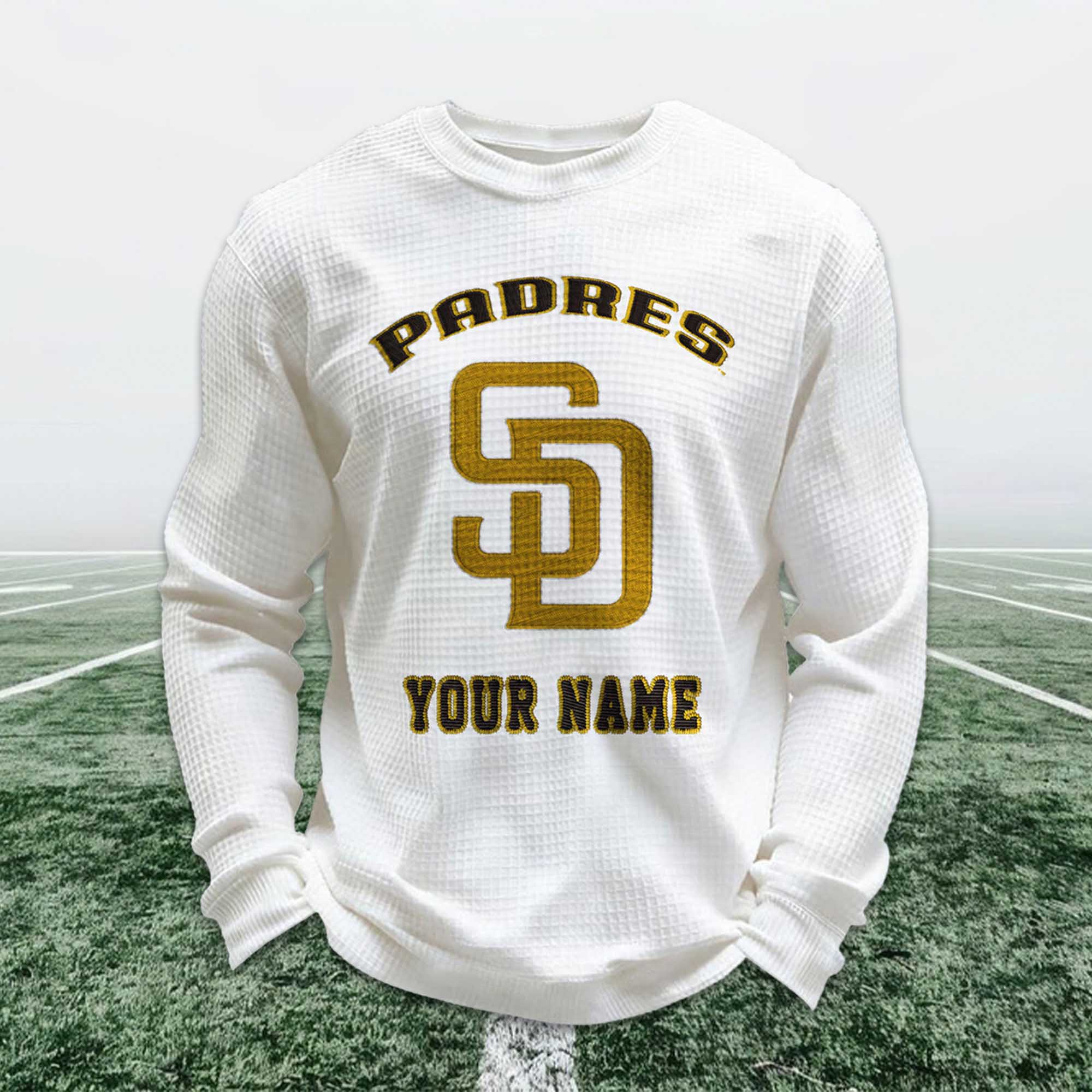 Personalized Padres Baseball Waffle Sweatshirt Personalized Padres Baseball Waffle Sweatshirt