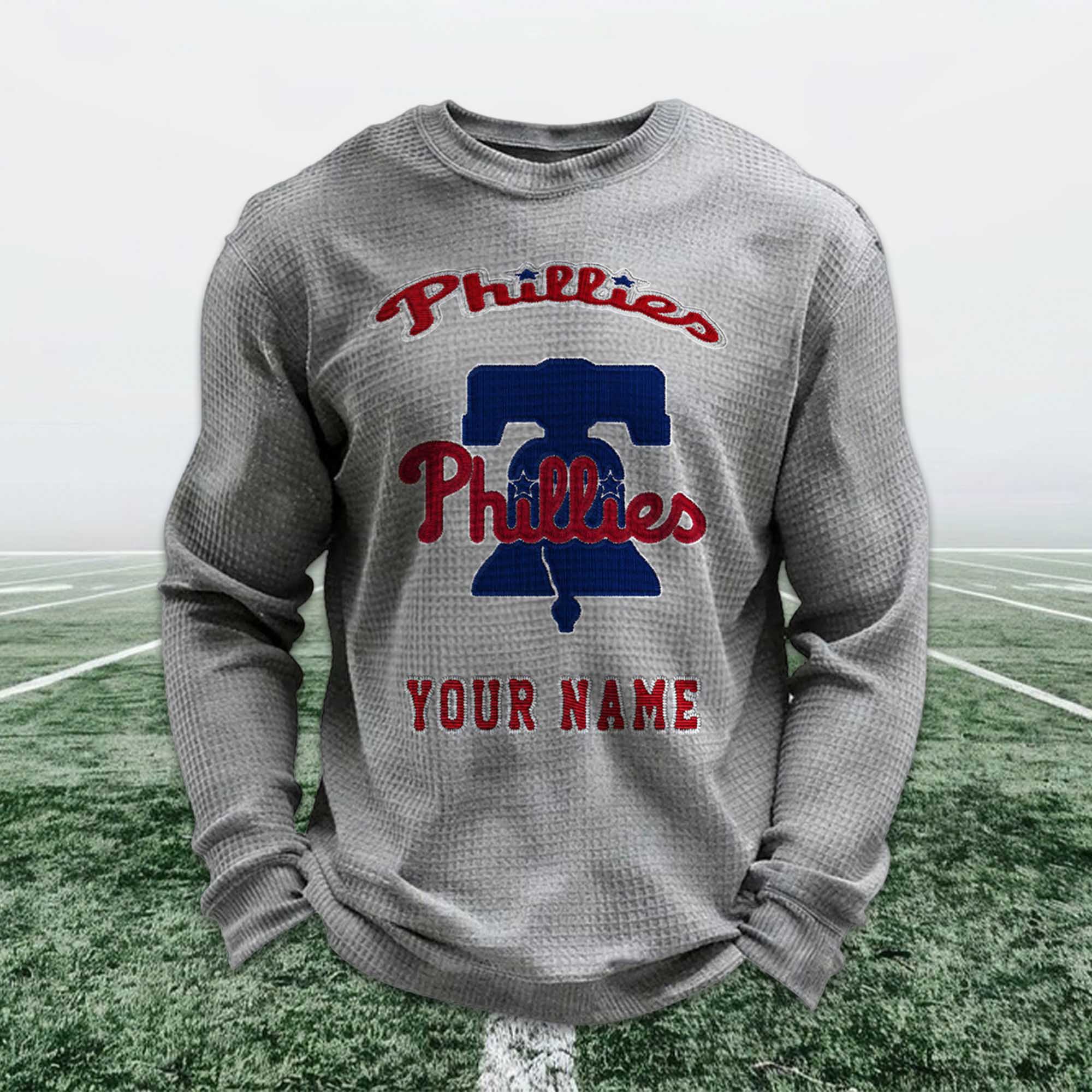 Personalized Phillies Baseball Waffle Sweatshirt 3 Personalized Phillies Baseball Waffle Sweatshirt 3