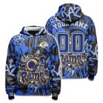 Personalized Rams Graffiti Football Hoodie