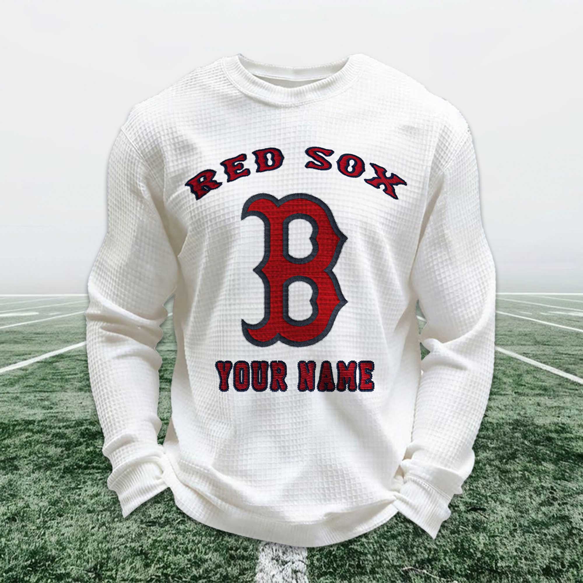 Personalized Red Sox Baseball Waffle Sweatshirt Personalized Red Sox Baseball Waffle Sweatshirt