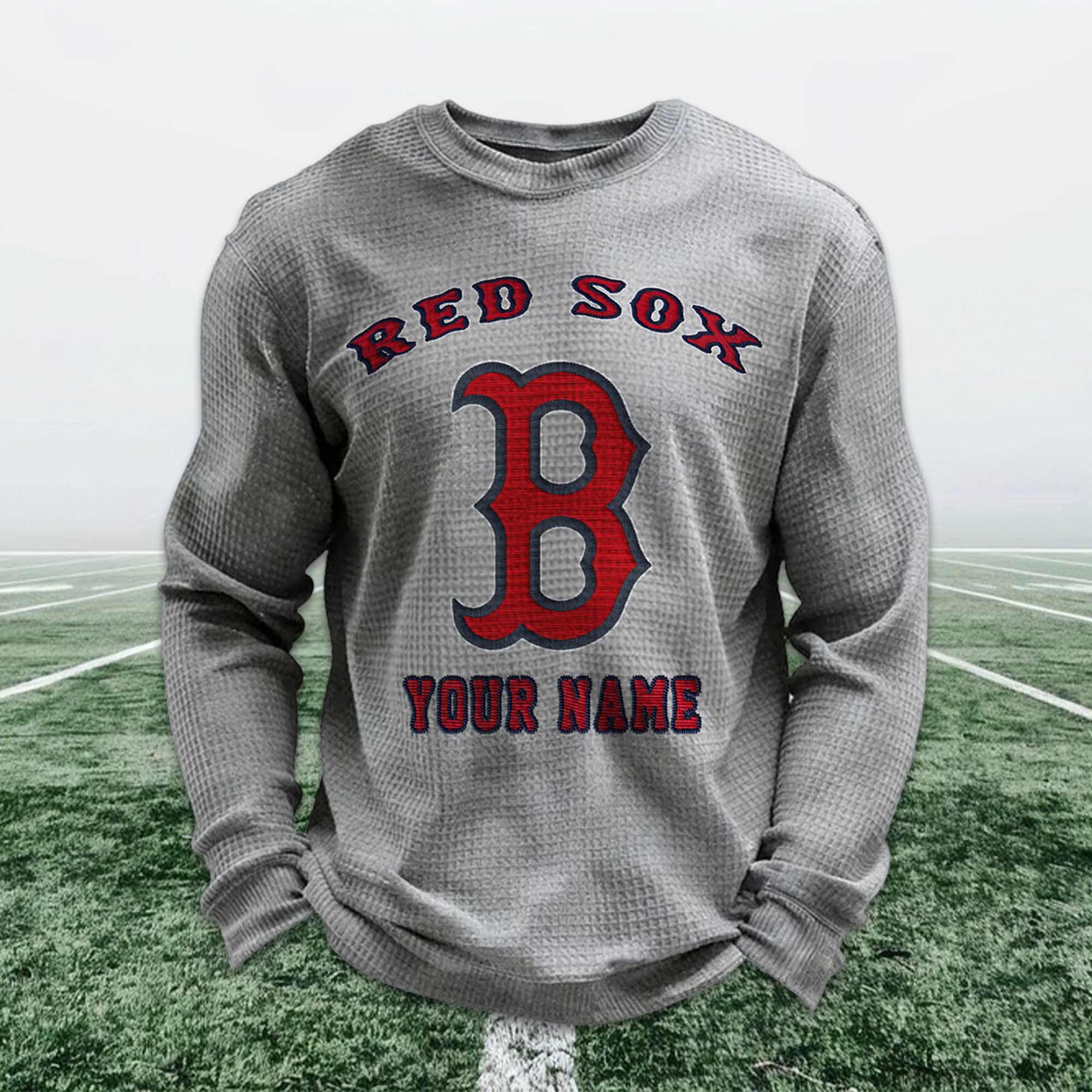 Personalized Red Sox Baseball Waffle Sweatshirt 4 Personalized Red Sox Baseball Waffle Sweatshirt 4
