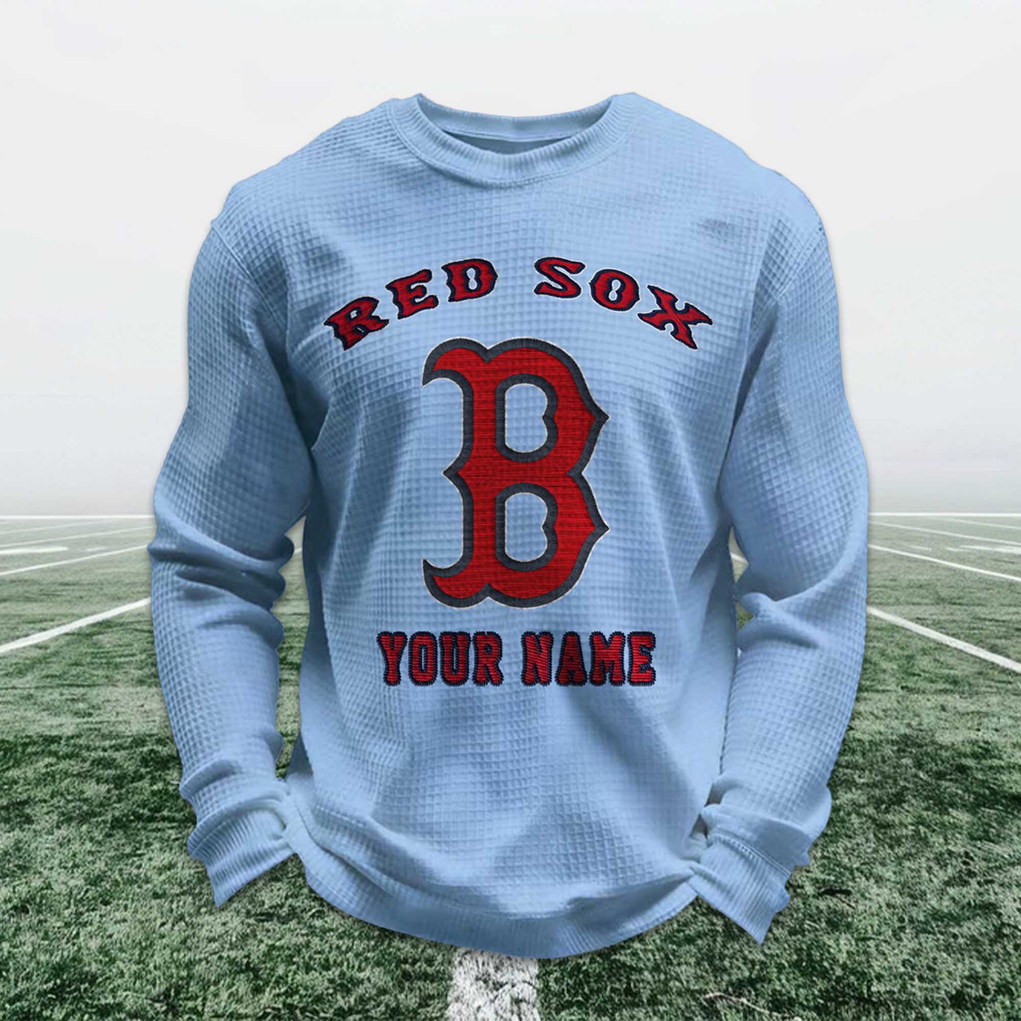 Personalized Red Sox Baseball Waffle Sweatshirt 5 Personalized Red Sox Baseball Waffle Sweatshirt 5