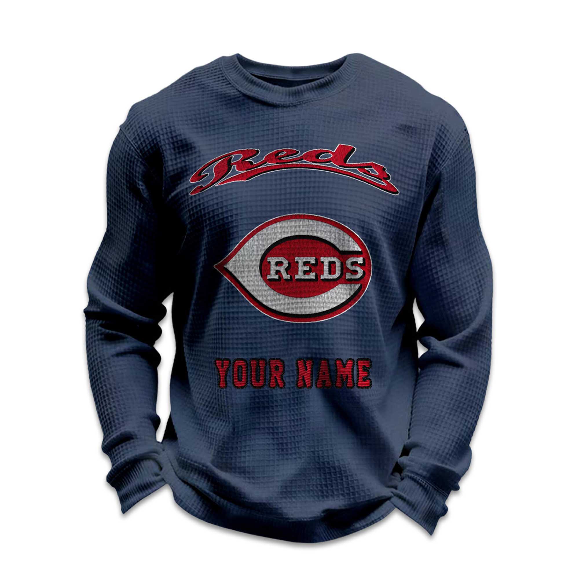 Personalized Reds Baseball Waffle Sweatshirt 2 Personalized Reds Baseball Waffle Sweatshirt 2