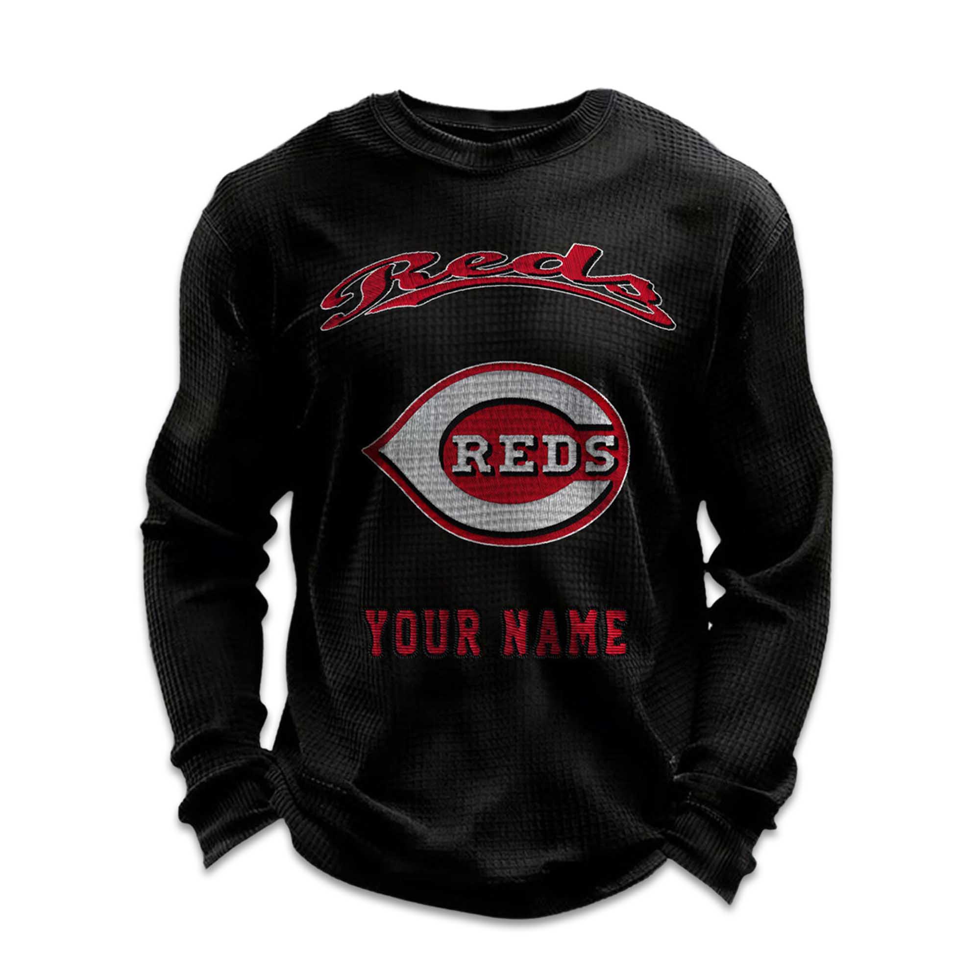 Personalized Reds Baseball Waffle Sweatshirt 5 Personalized Reds Baseball Waffle Sweatshirt 5