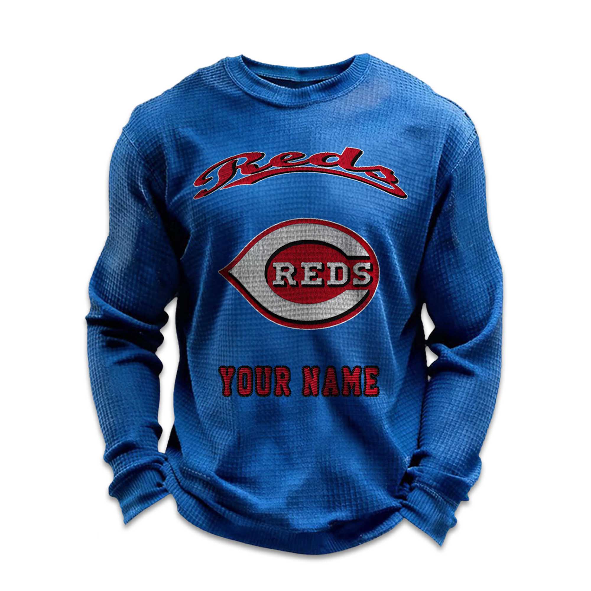 Personalized Reds Baseball Waffle Sweatshirt 6 Personalized Reds Baseball Waffle Sweatshirt 6