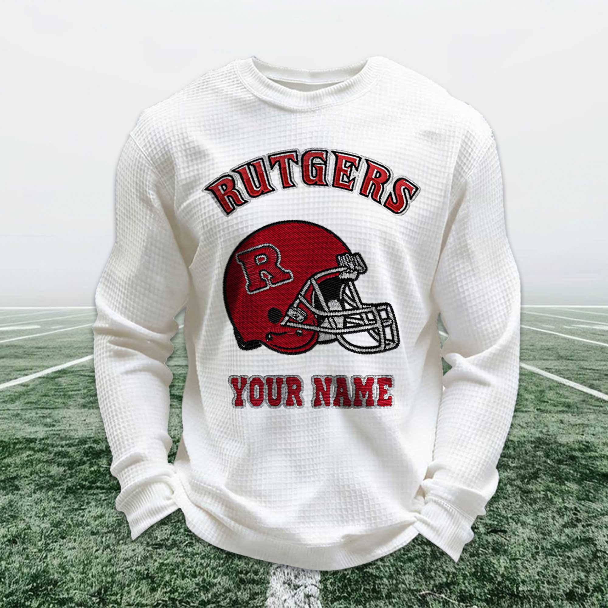 Personalized Rutgers Football Waffle Sweatshirt Personalized Rutgers Football Waffle Sweatshirt