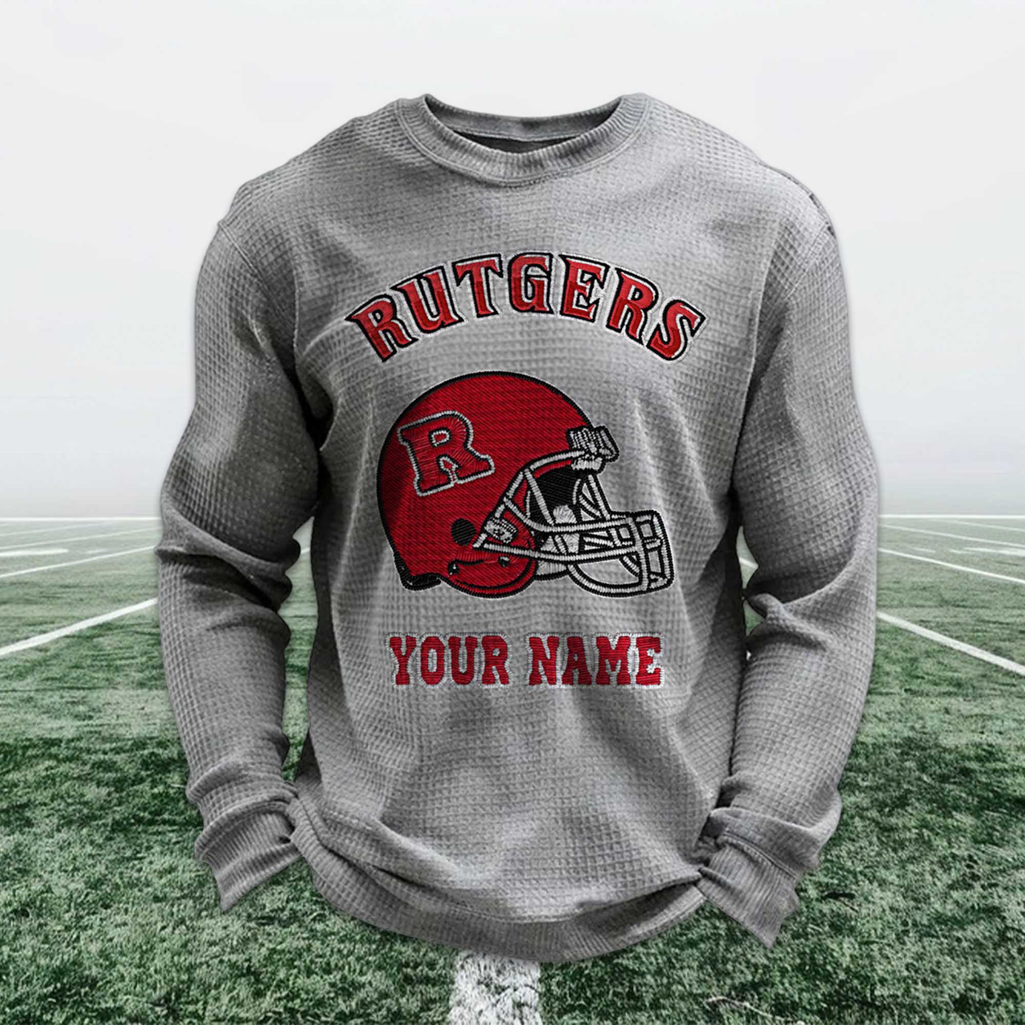 Personalized Rutgers Football Waffle Sweatshirt 6 Personalized Rutgers Football Waffle Sweatshirt (3)