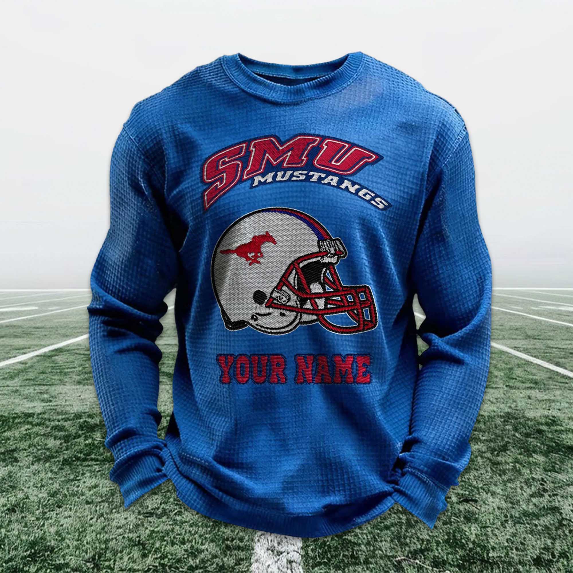 Personalized SMU Mustangs Football Waffle Sweatshirt 2 Personalized SMU Mustangs Football Waffle Sweatshirt (6)