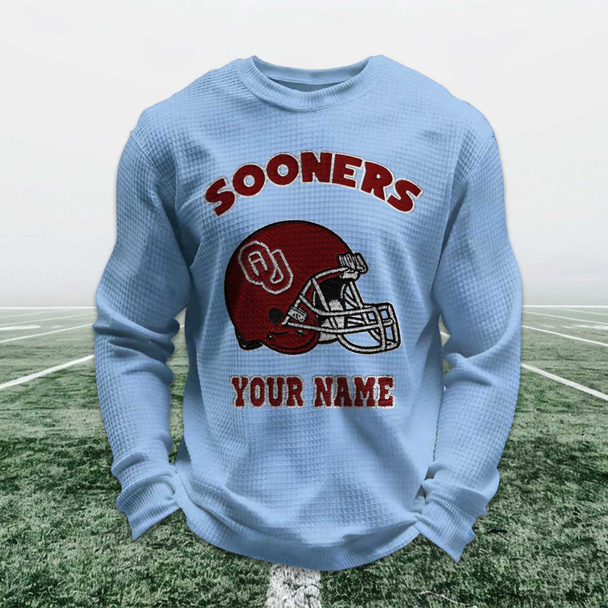 Personalized Sooners Football Waffle Sweatshirt 5 Personalized Sooners Football Waffle Sweatshirt (4)