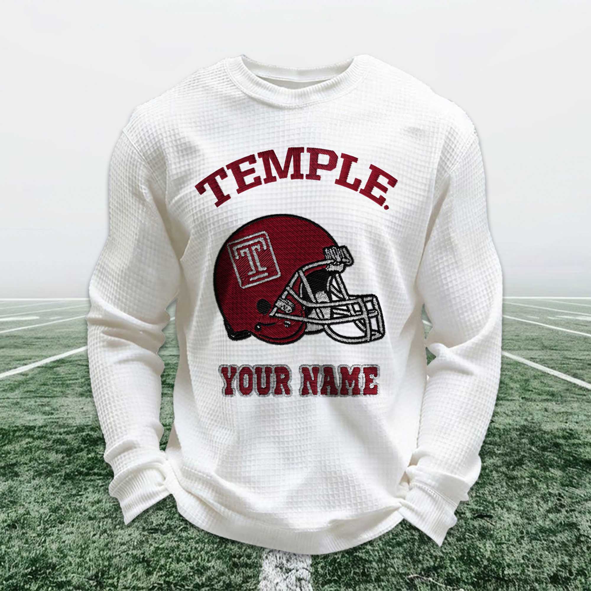 Personalized Temple Football Waffle Sweatshirt Personalized Temple Football Waffle Sweatshirt