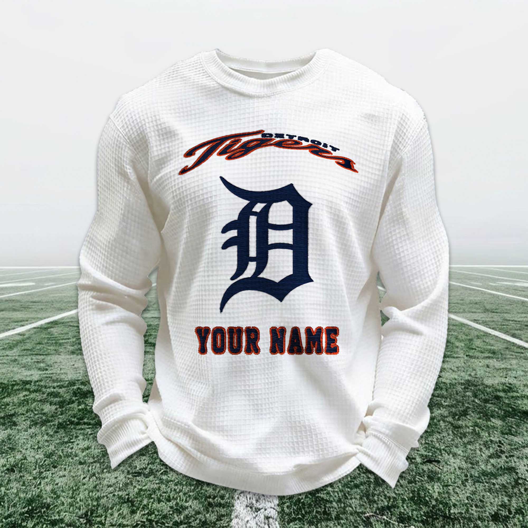 Personalized Tigers Baseball Waffle Sweatshirt Personalized Tigers Baseball Waffle Sweatshirt