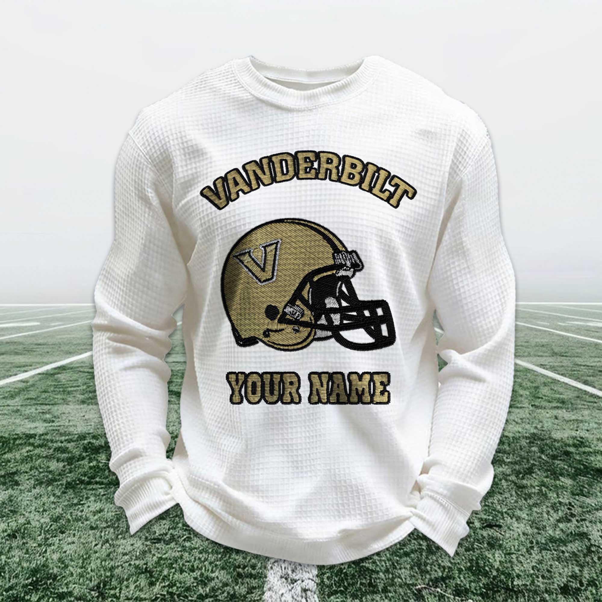 Personalized Vanderbilt Football Waffle Sweatshirt Personalized Vanderbilt Football Waffle Sweatshirt