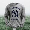 Personalized Yankees Baseball Waffle Sweatshirt 4