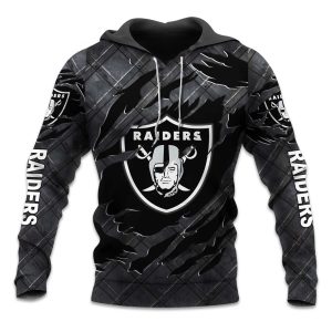 Raiders Black Metal Texture Hoodie 1