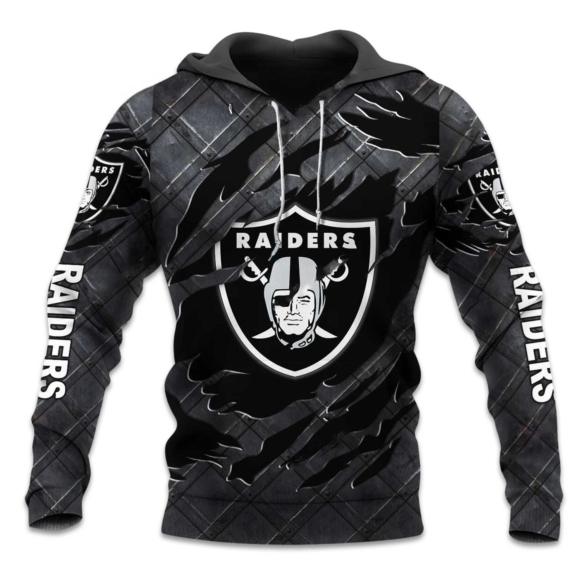 Raiders Black Metal Texture Hoodie Raiders Black Metal Texture Hoodie