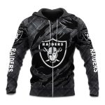 Raiders Black Metal Texture Zipper Hoodie