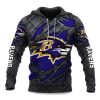 Ravens Black Metal Texture Hoodie 1