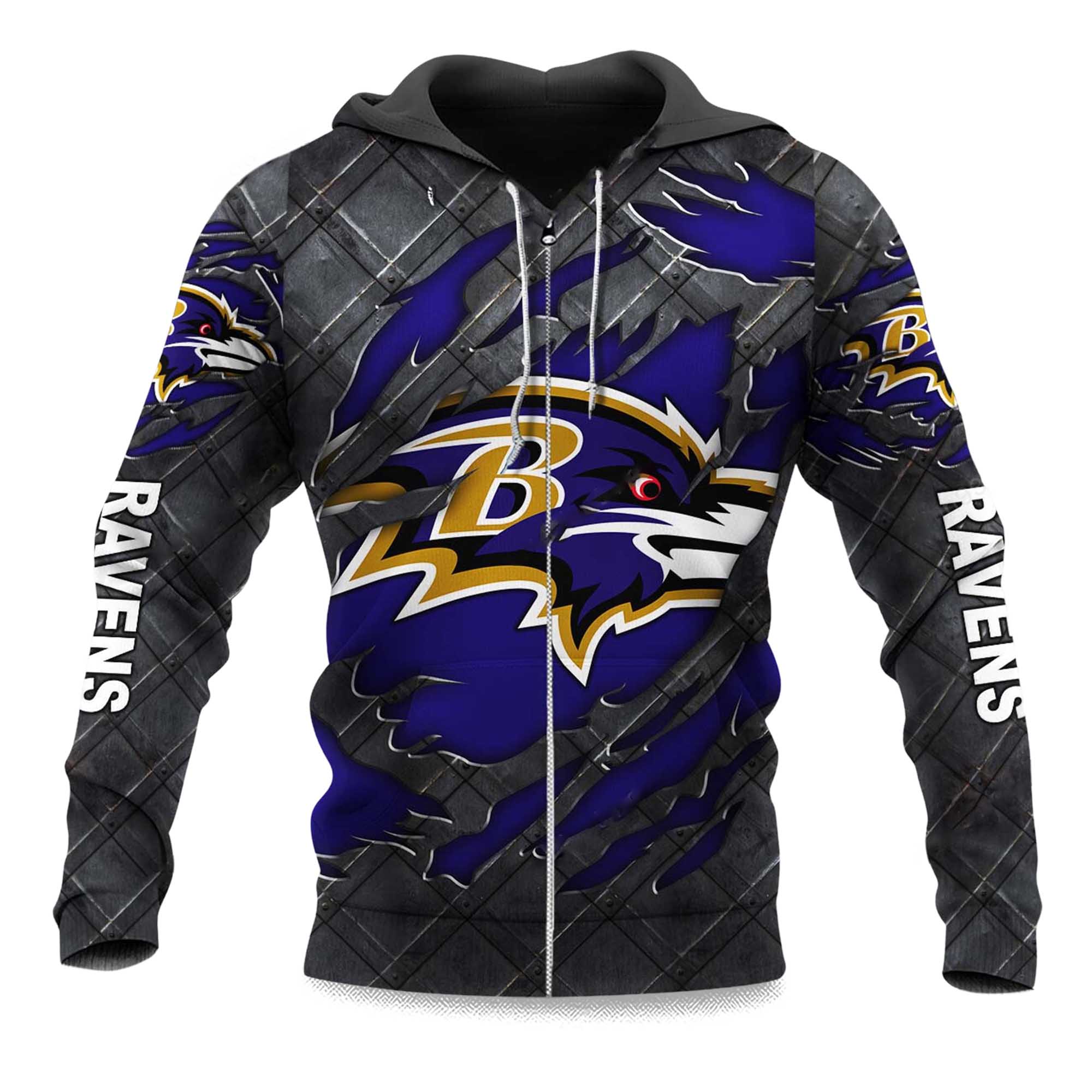 Ravens Black Metal Texture Zipper Hoodie Ravens Black Metal Texture Zipper Hoodie