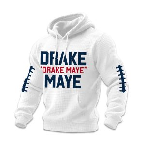 Drake Drake Maye Maye Football Waffle Hoodie (1)