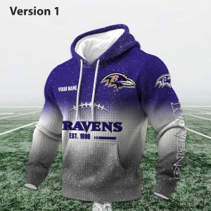 Personalized Ravens EST 1986 Football Waffle Hoodie 1
