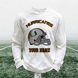 Personalized Hurricanes Football Waffle Sweatshirt 1