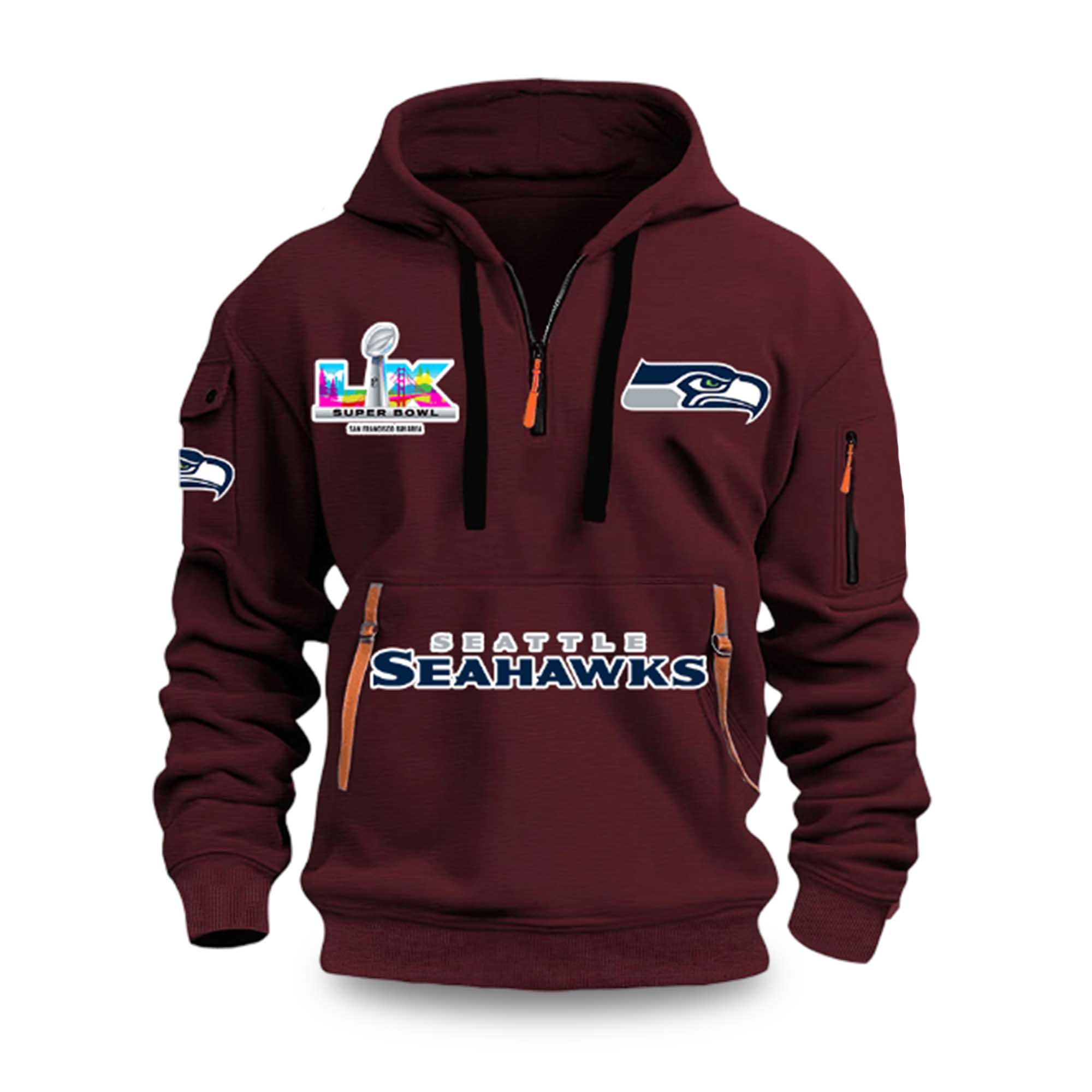 Seahawks 2026 Bowl LX San Francisco Bay Area Quarter Zip Hoodie 7 Seahawks 2026 Bowl LX San Francisco Bay Area Quarter Zip Hoodie (4)