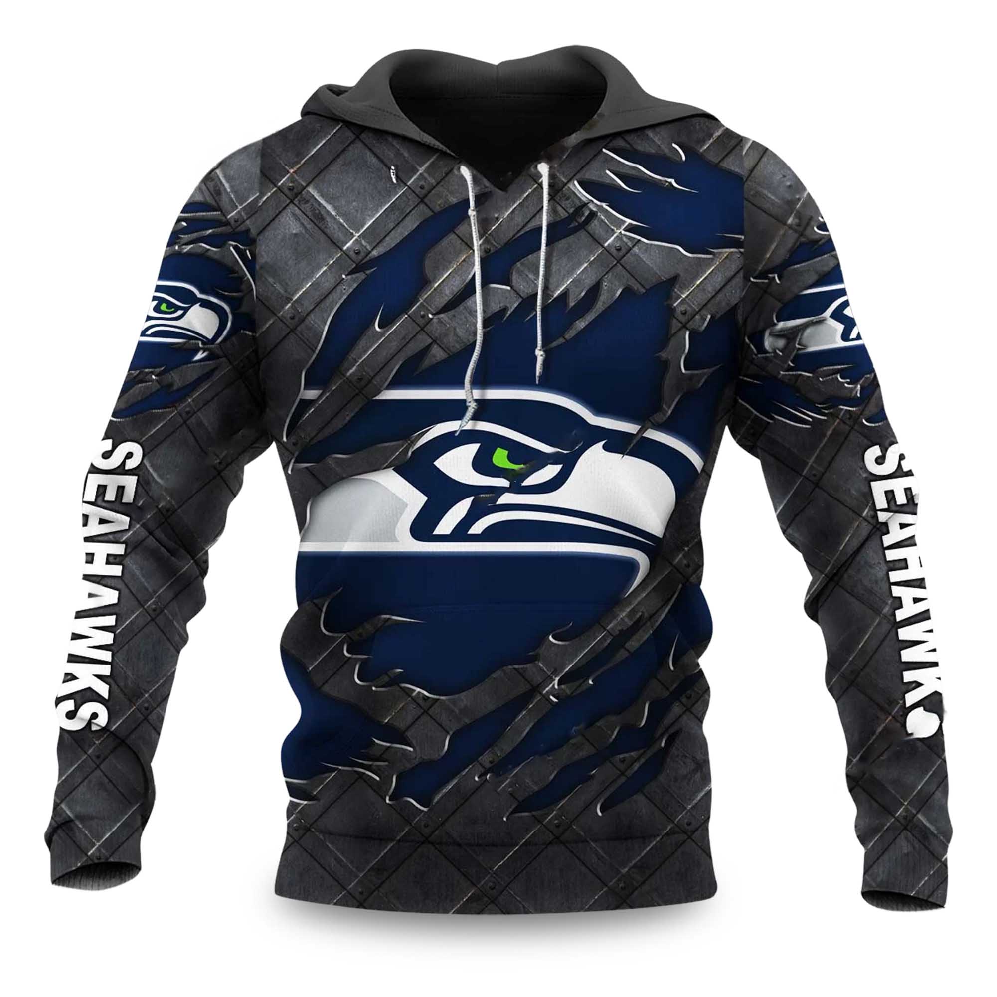 Seahawks Black Metal Texture Hoodie Seahawks Black Metal Texture Hoodie