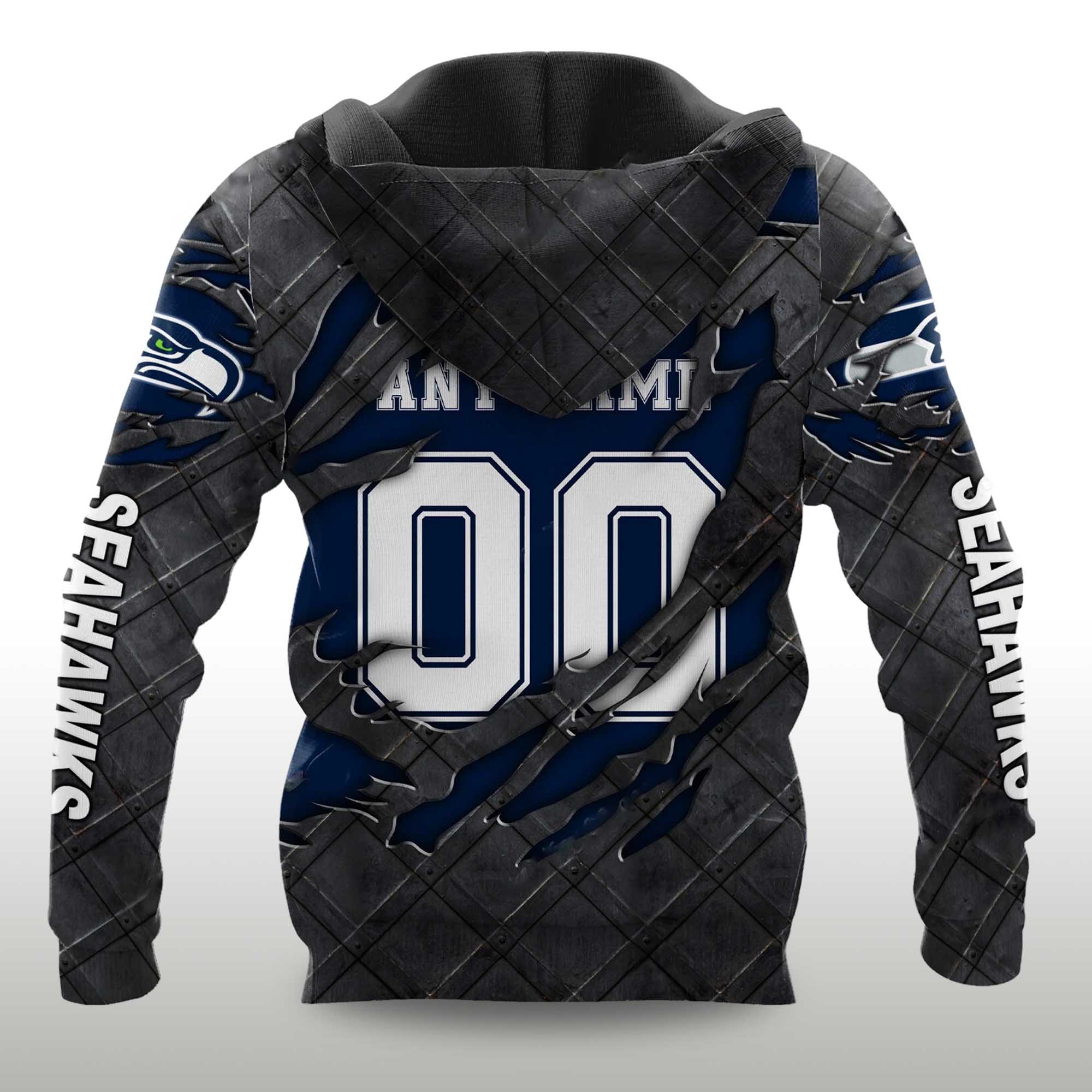 Seahawks Black Metal Texture Hoodie 2 Seahawks Black Metal Texture Hoodie 2