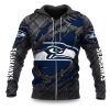 Seahawks Black Metal Texture Zipper Hoodie