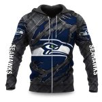 Seahawks Black Metal Texture Zipper Hoodie