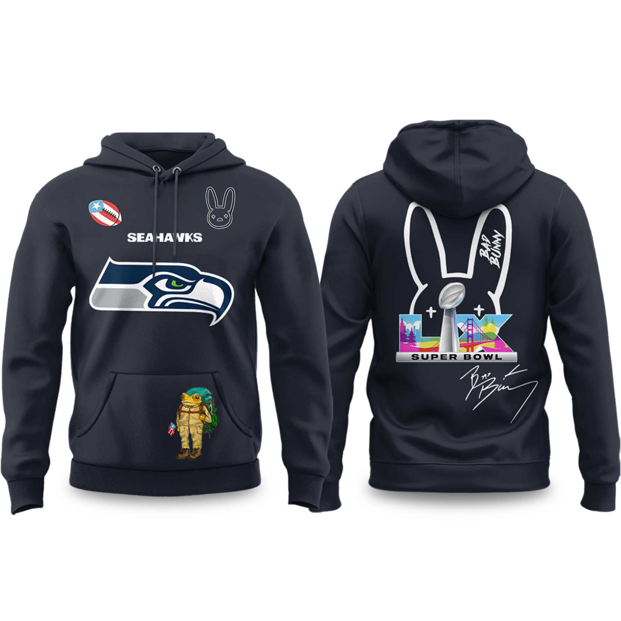 Seattle Seahawks x Bad Bunny Bowl LX Hoodie Seattle Seahawks x Bad Bunny Bowl LX Hoodie