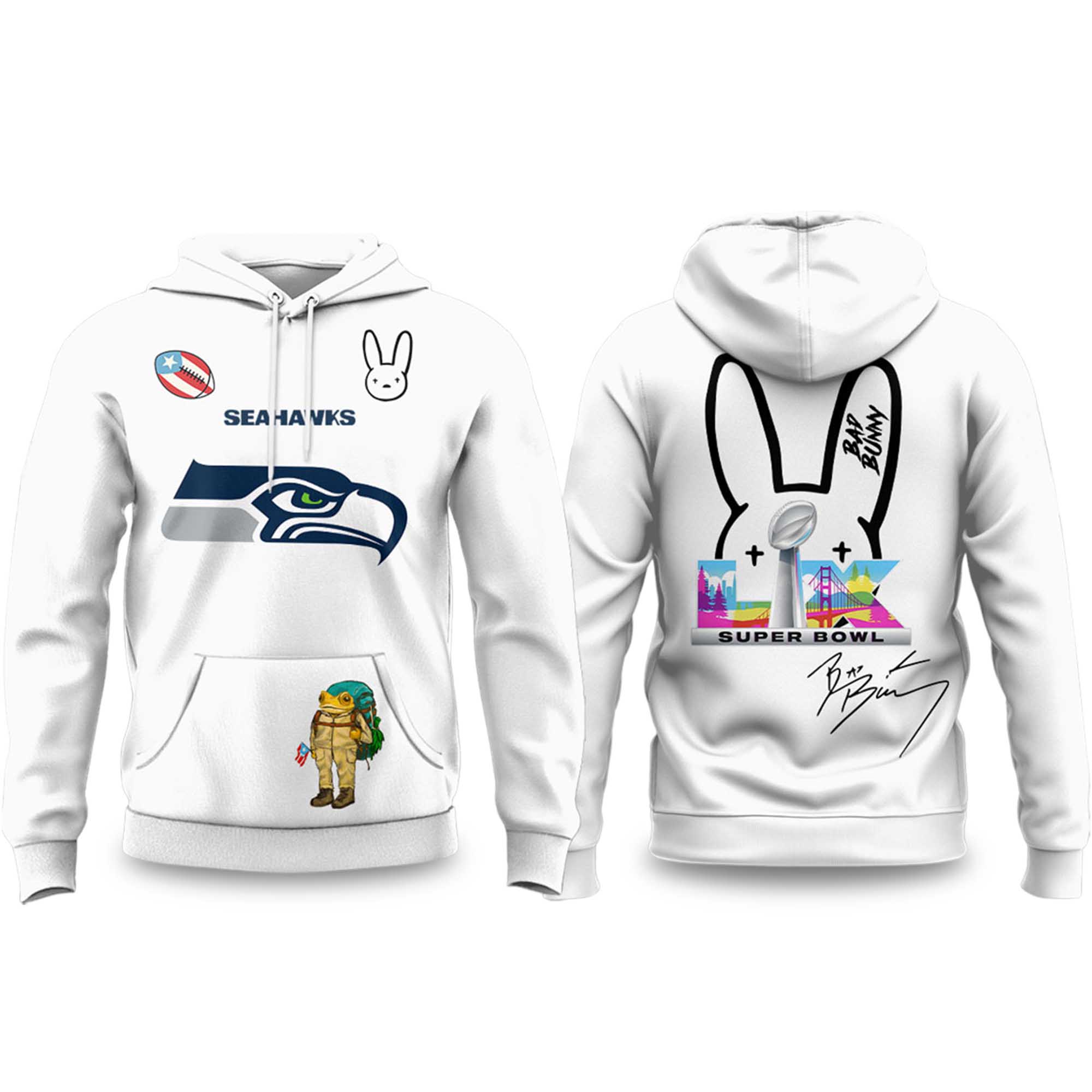 Seattle Seahawks x Bad Bunny Bowl LX Hoodie 2 Seattle Seahawks x Bad Bunny Bowl LX Hoodie (2)