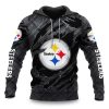Steelers Black Metal Texture Hoodie 4 Steelers Black Metal Texture Hoodie 1