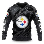 Steelers Black Metal Texture Hoodie